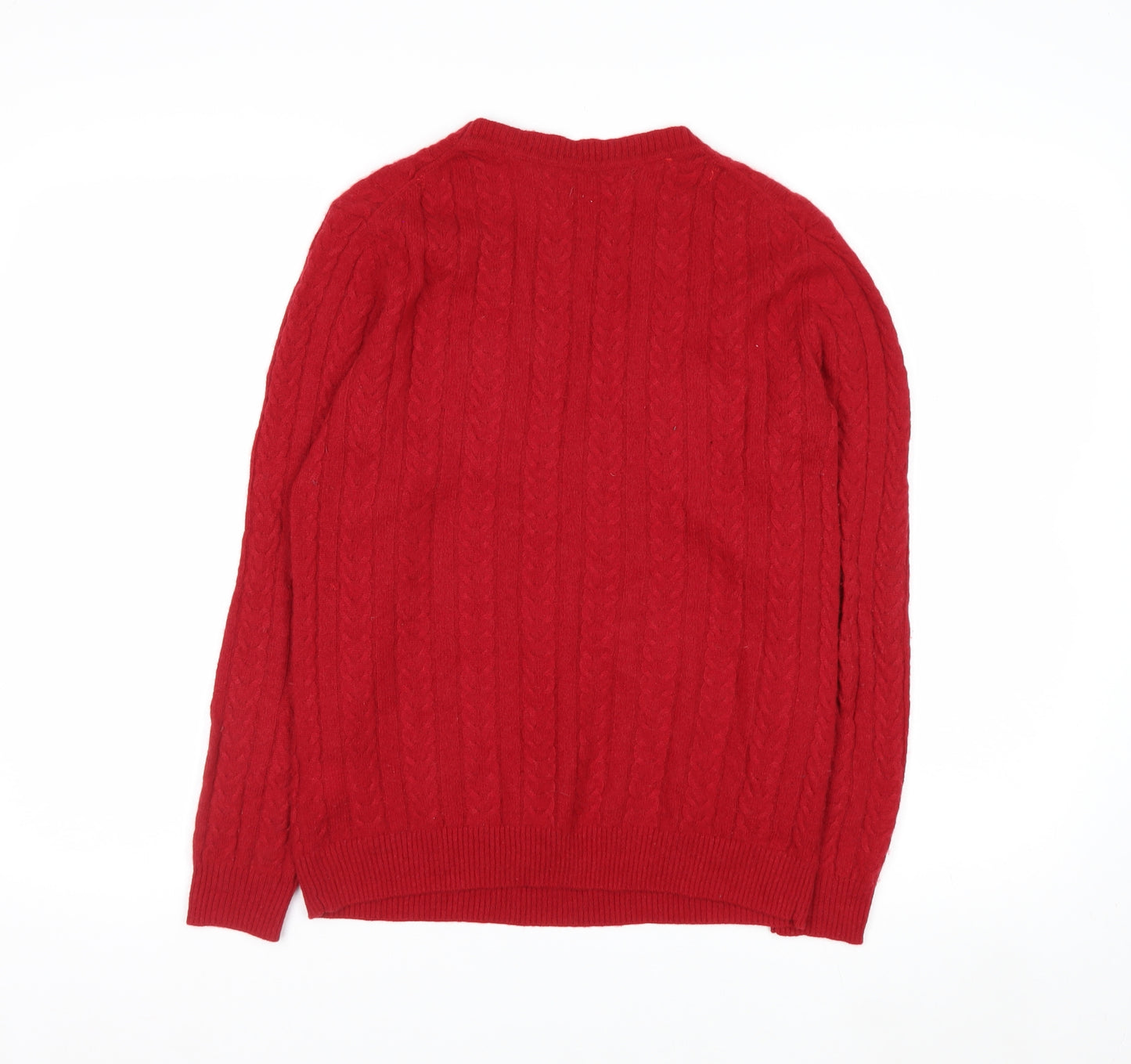 Max Studio Women Red 100% Cashmere Cable-Knit Jumper M