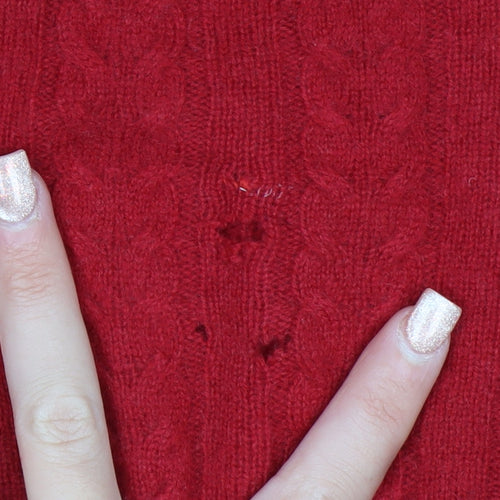Max Studio Women Red 100% Cashmere Cable-Knit Jumper M