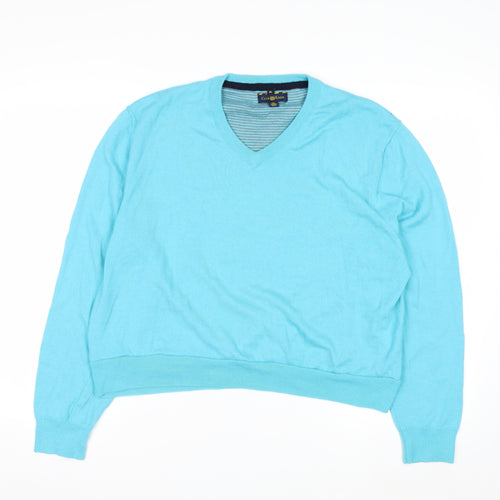 Club Room Men's Blue XL V-Neck Merino Wool Pullover Jumper