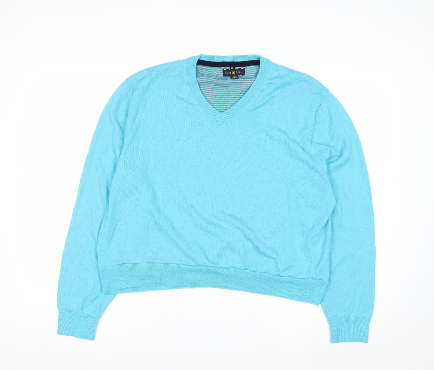 Club Room Men's Blue XL V-Neck Merino Wool Pullover Jumper
