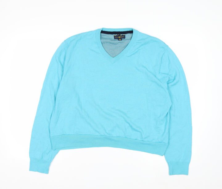 Club Room Men's Blue XL V-Neck Merino Wool Pullover Jumper