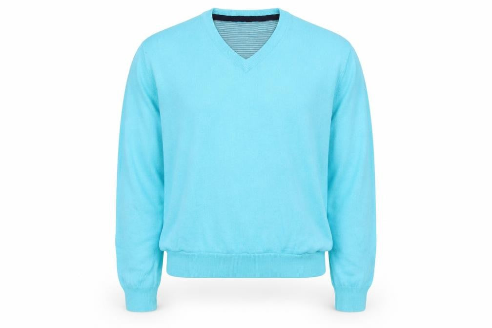 Front view of Club Room Men's Blue XL V-Neck Merino Wool jumper
