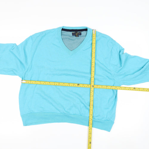 Club Room Men's Blue XL V-Neck Merino Wool Pullover Jumper
