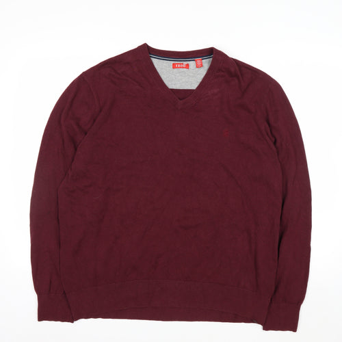 IZOD Men's Red Cotton V-Neck Pullover Jumper XL