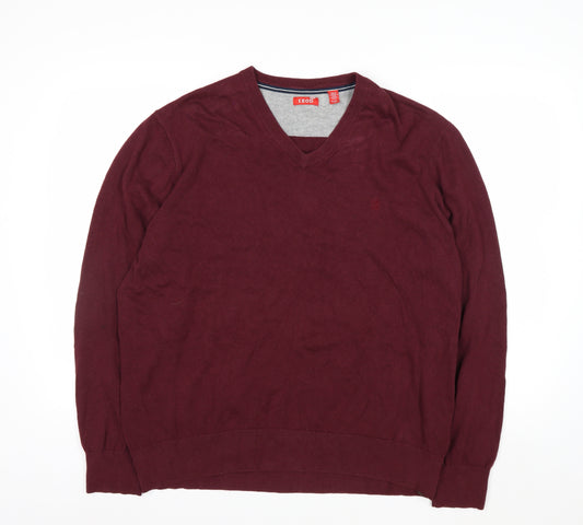 IZOD Men's Red Cotton V-Neck Pullover Jumper XL