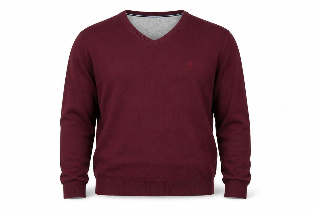 Front view of IZOD Men's Red Cotton V-Neck jumper XL