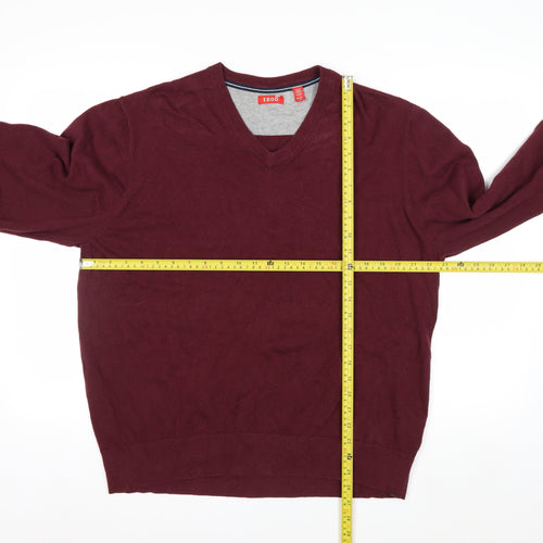 IZOD Men's Red Cotton V-Neck Pullover Jumper XL