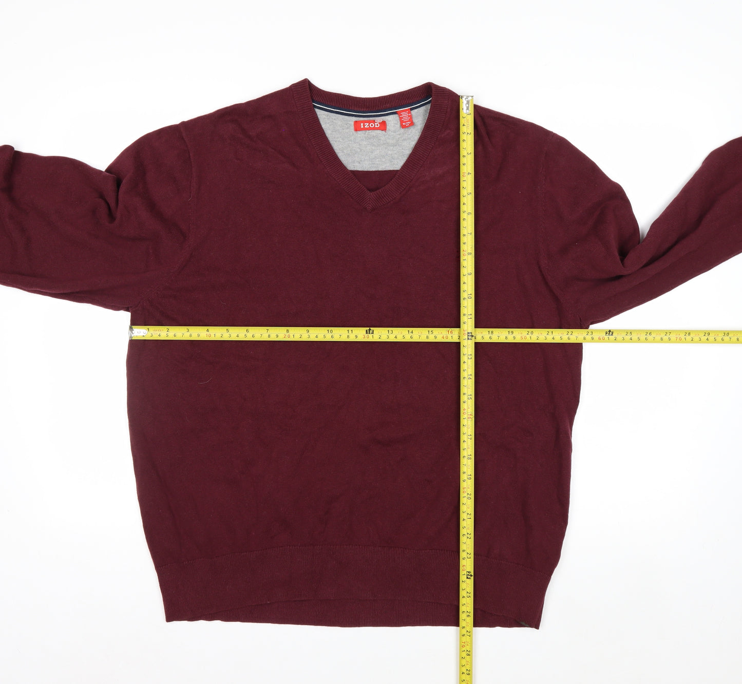 IZOD Men's Red Cotton V-Neck Pullover Jumper XL