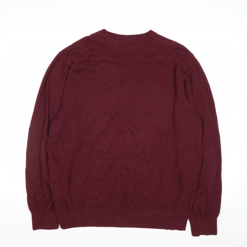IZOD Men's Red Cotton V-Neck Pullover Jumper XL