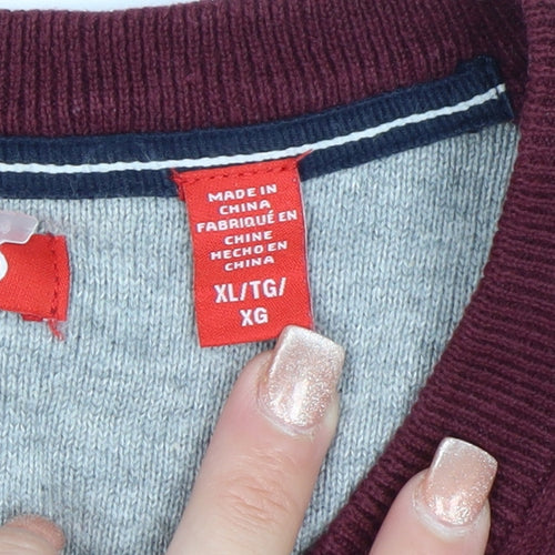 IZOD Men's Red Cotton V-Neck Pullover Jumper XL