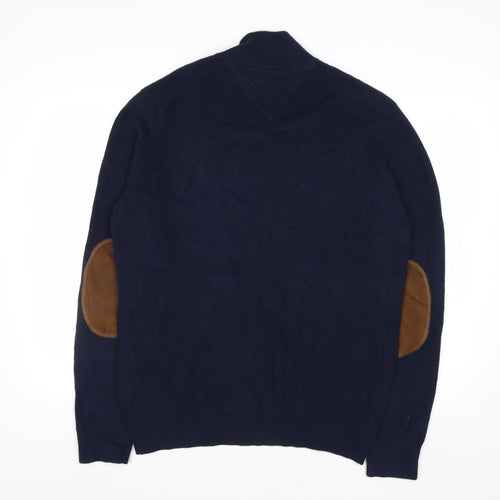 Tommy Hilfiger Men's Blue Cotton 1/2 Zip Jumper L Classic Style