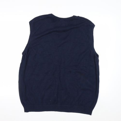 Chaps Men's Blue Cotton V-Neck Sleeveless Vest Jumper L