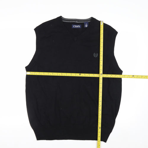 Chaps Men's Black Cotton V-Neck Sleeveless Knit Vest Jumper L