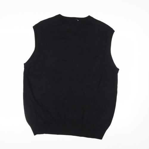 Chaps Men's Black Cotton V-Neck Sleeveless Knit Vest Jumper L