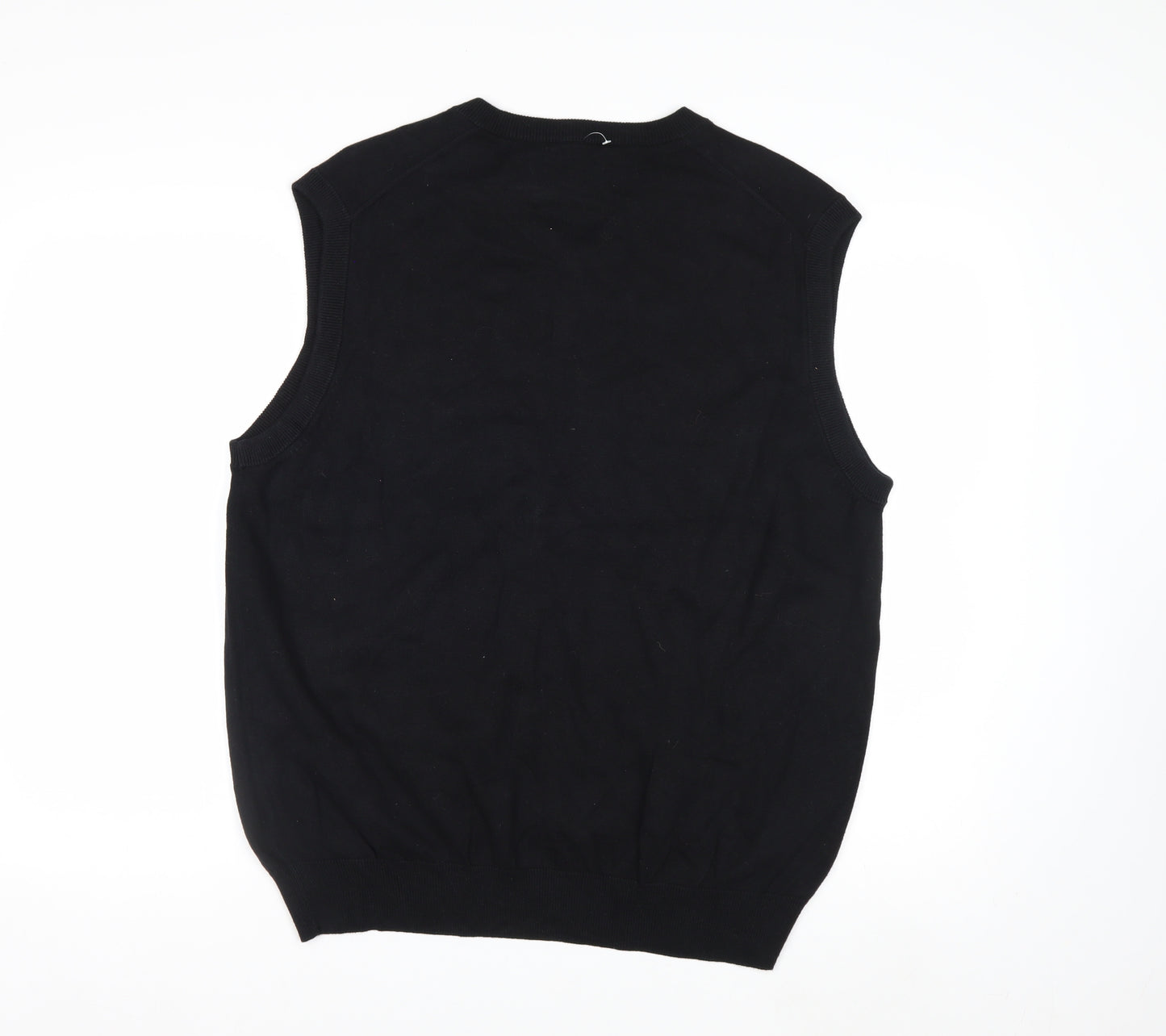 Chaps Men's Black Cotton V-Neck Sleeveless Knit Vest Jumper L