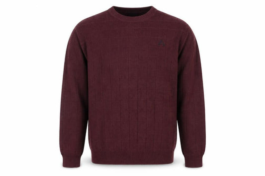 Front view of IZOD Men's Brown Cotton Crew Neck Jumper, size L, Classic Knit
