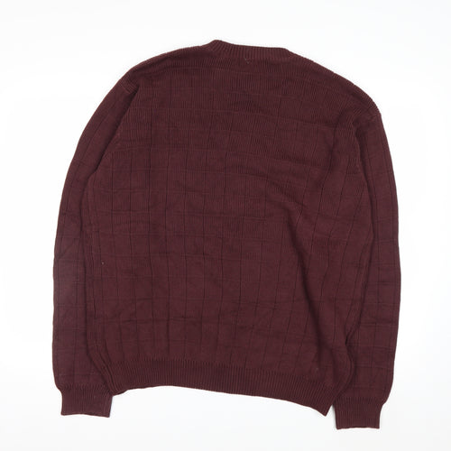 IZOD Men's Brown Cotton Crew Neck Jumper Size L Classic Knit
