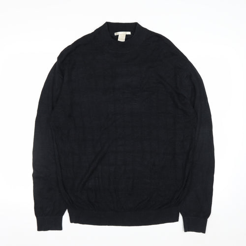 Perry Ellis Men's Black Silk Cotton Mock Neck Jumper XL