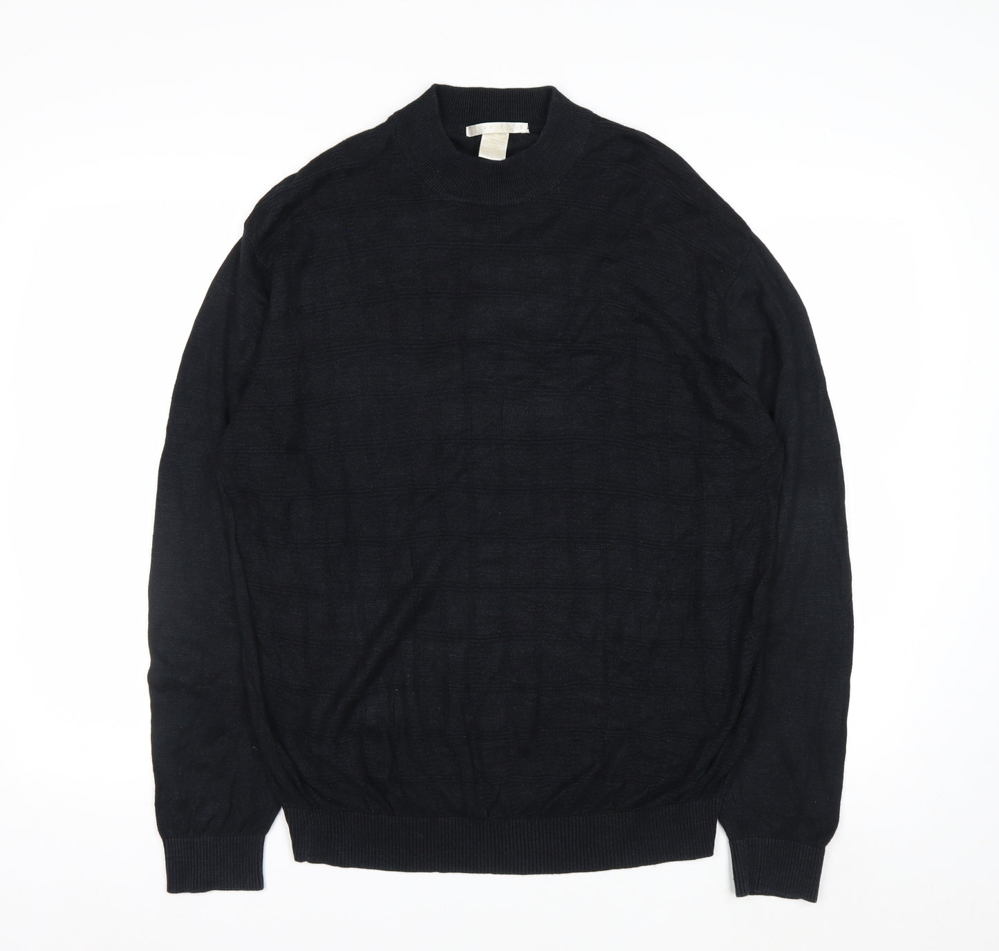 Perry Ellis Men's Black Silk Cotton Mock Neck Jumper XL
