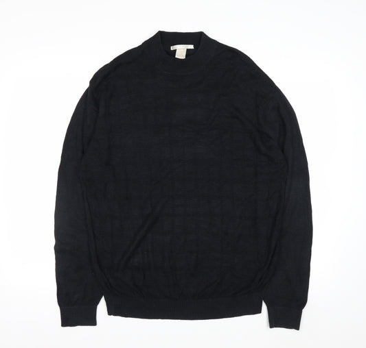 Perry Ellis Men's Black Silk Cotton Mock Neck Jumper XL