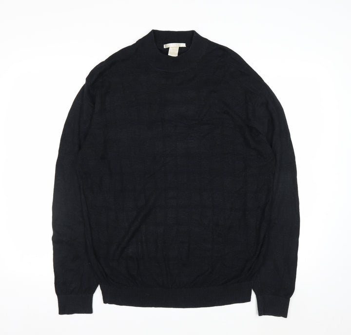 Perry Ellis Men's Black Silk Cotton Mock Neck Jumper XL