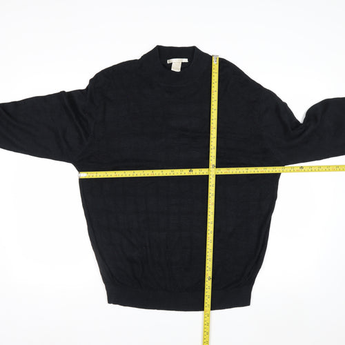 Perry Ellis Men's Black Silk Cotton Mock Neck Jumper XL