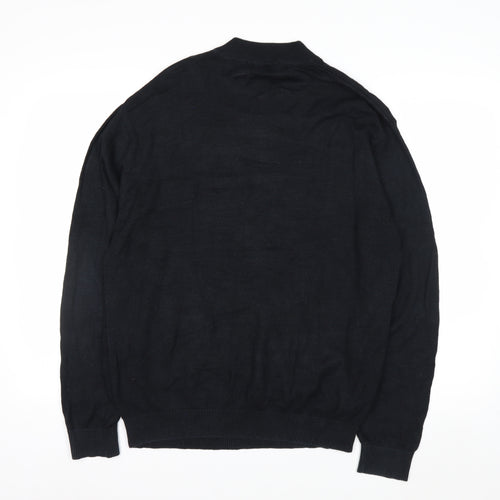 Perry Ellis Men's Black Silk Cotton Mock Neck Jumper XL