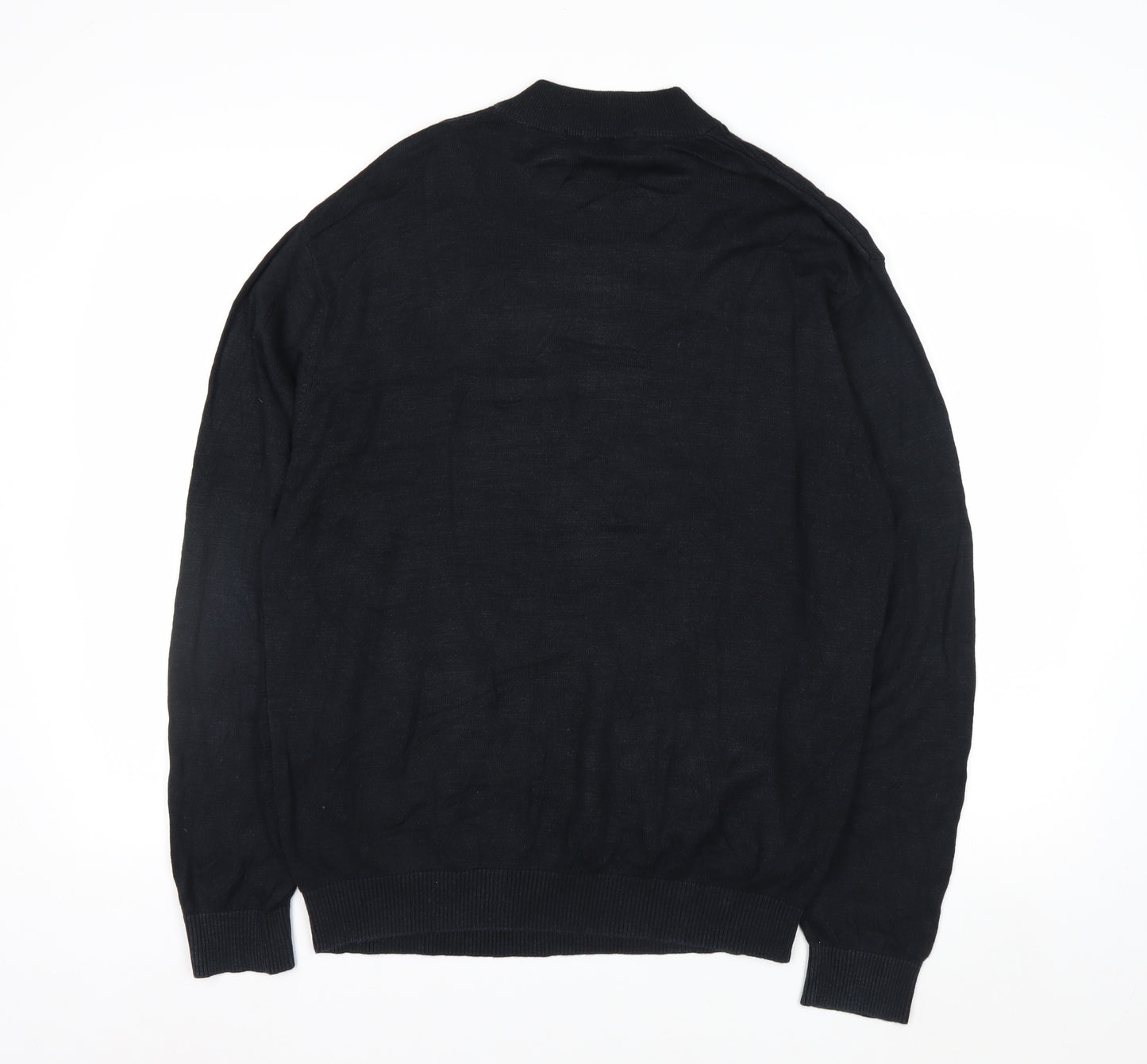 Perry Ellis Men's Black Silk Cotton Mock Neck Jumper XL