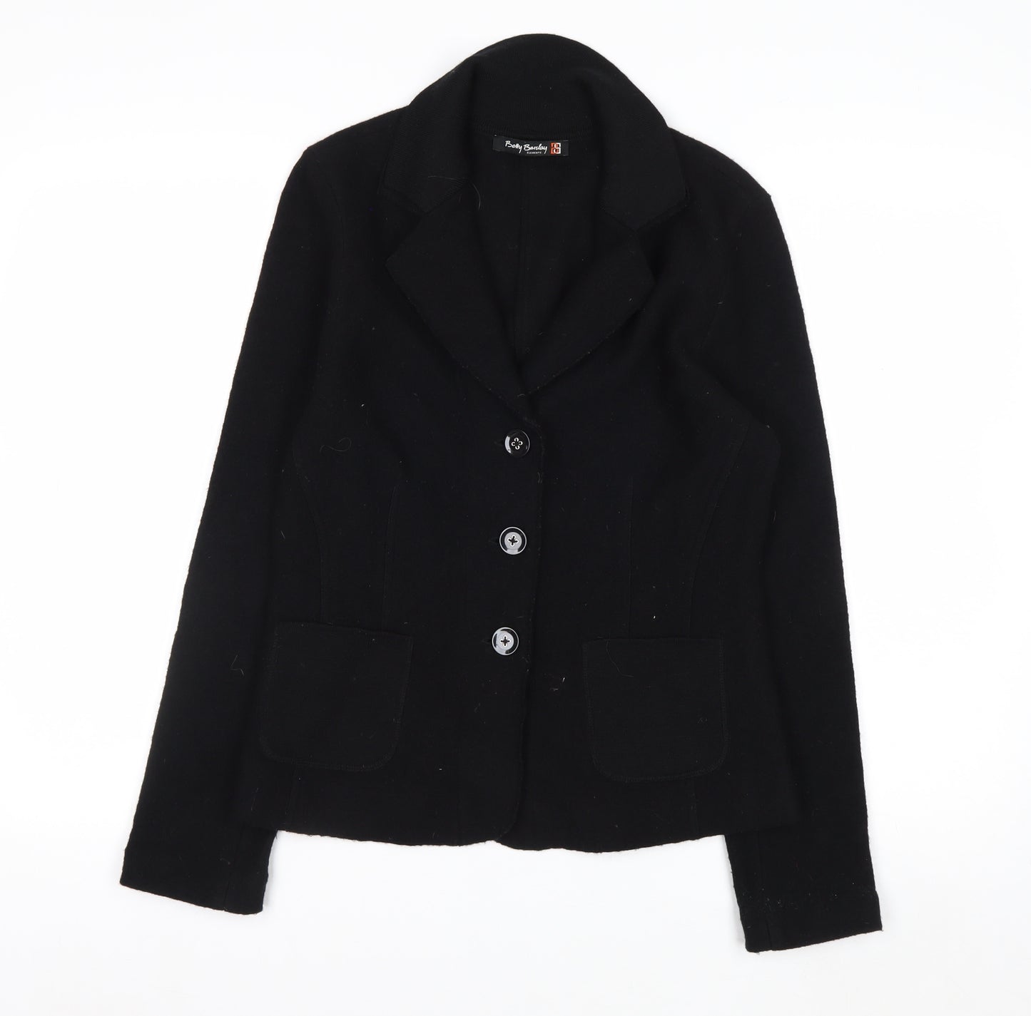 Betty Barclay Womens Black Wool Blazer Size 10 Classic Work Jacket