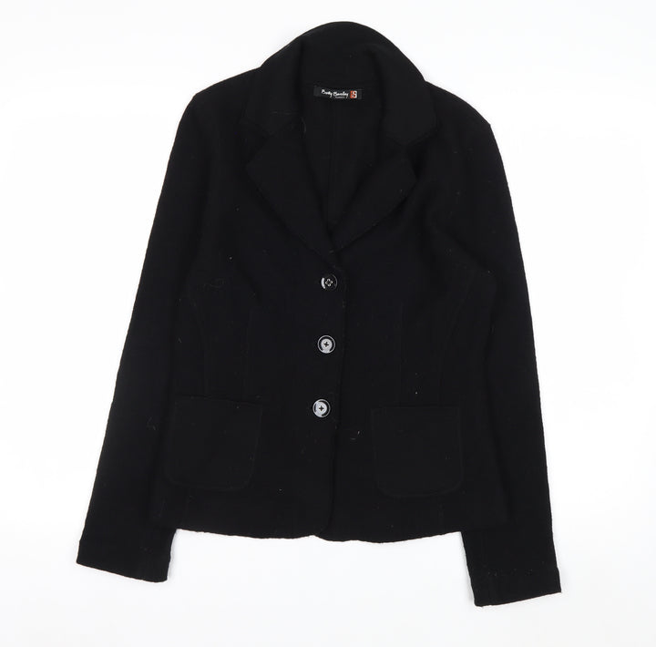 Betty Barclay Womens Black Wool Blazer Size 10 Classic Work Jacket