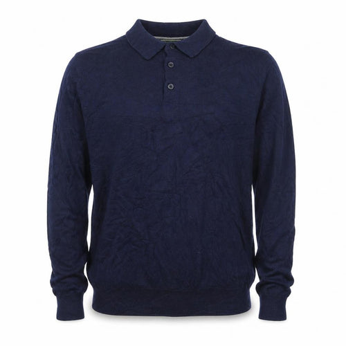 Eddie Bauer Men's Blue Cotton Cashmere Collared Henley Jumper L