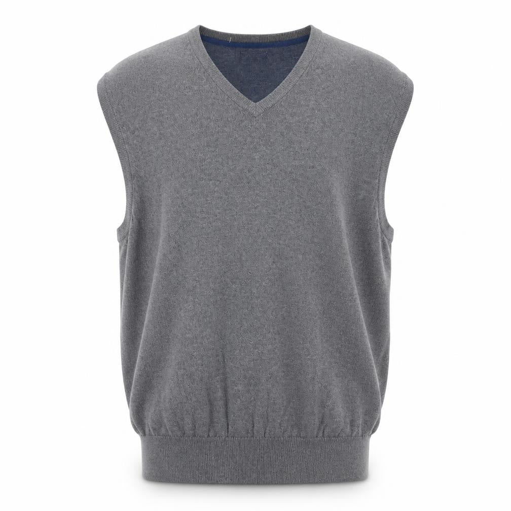 IZOD Men's Grey V-Neck Sleeveless Knit Vest L Cotton Blend