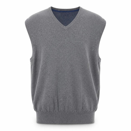 Front view of IZOD Men's Grey V-Neck Sleeveless Knit Vest L Cotton Blend