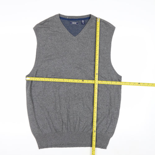 IZOD Men's Grey V-Neck Sleeveless Knit Vest L Cotton Blend