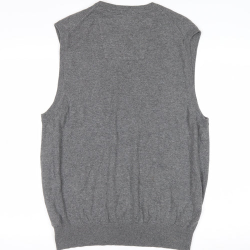 IZOD Men's Grey V-Neck Sleeveless Knit Vest L Cotton Blend