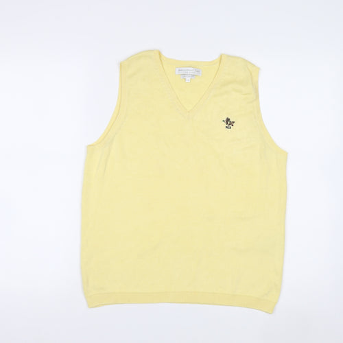 IZOD Men's Yellow Cotton Sleeveless V-Neck Vest M Classic Fit