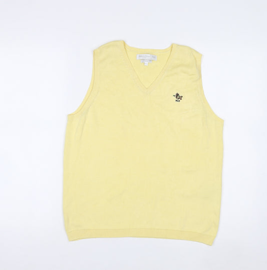 IZOD Men's Yellow Cotton Sleeveless V-Neck Vest M Classic Fit