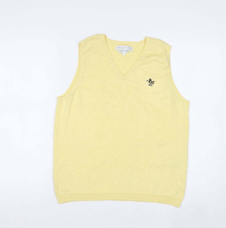 IZOD Men's Yellow Cotton Sleeveless V-Neck Vest M Classic Fit