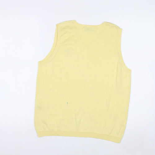 IZOD Men's Yellow Cotton Sleeveless V-Neck Vest M Classic Fit