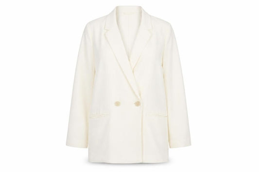 Front view of H&M Women’s Ivory Double-Breasted Blazer Jacket, size S