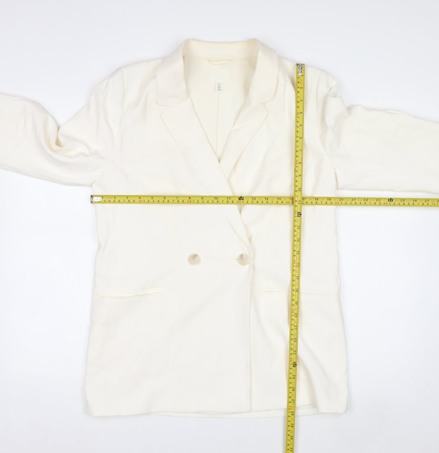 H&M Women’s Ivory Double-Breasted Blazer Jacket Size S