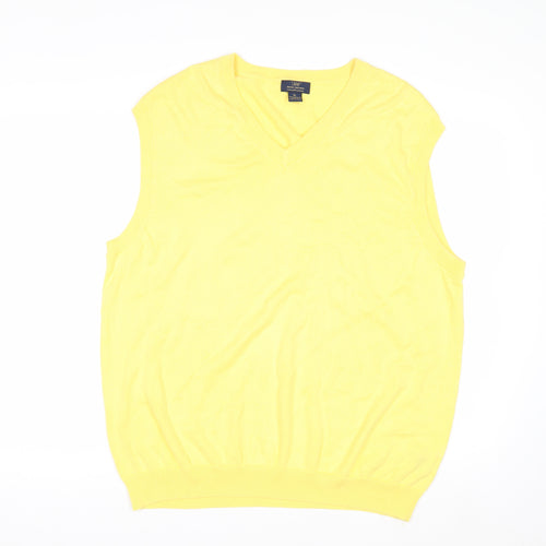 Brooks Brothers Men's Yellow Cotton V-Neck XL Sleeveless Vest