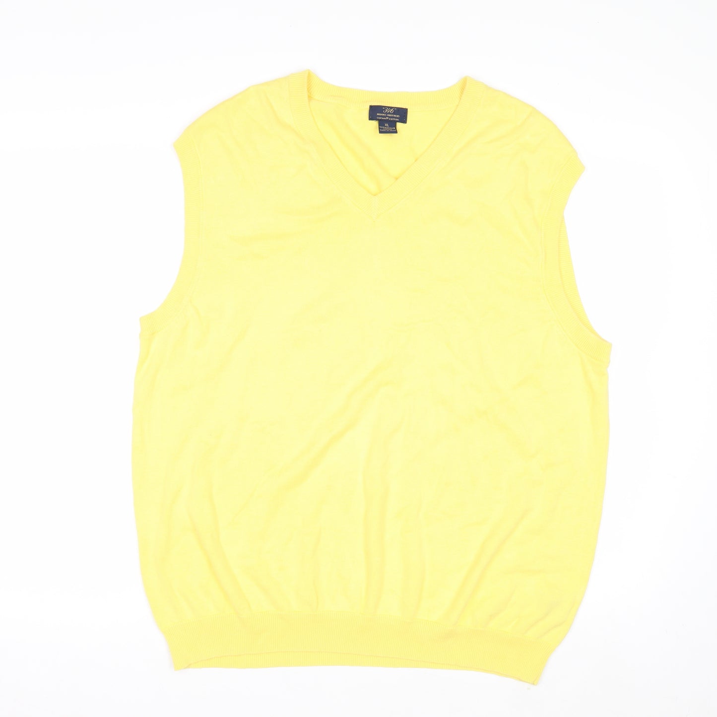 Brooks Brothers Men's Yellow Cotton V-Neck XL Sleeveless Vest
