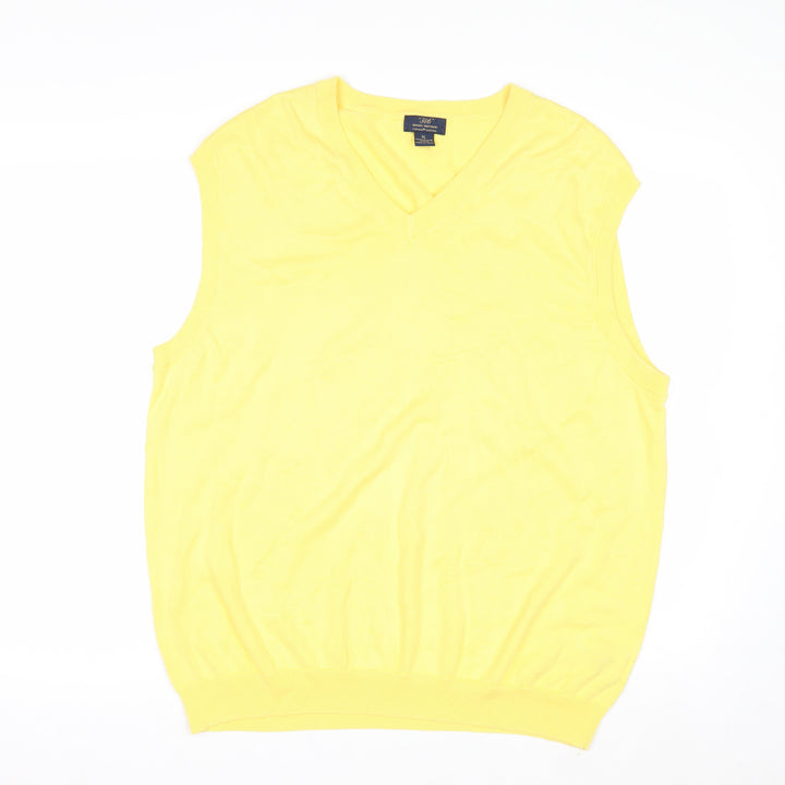 Brooks Brothers Men's Yellow Cotton V-Neck XL Sleeveless Vest