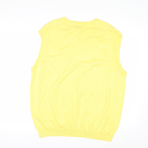 Brooks Brothers Men's Yellow Cotton V-Neck XL Sleeveless Vest
