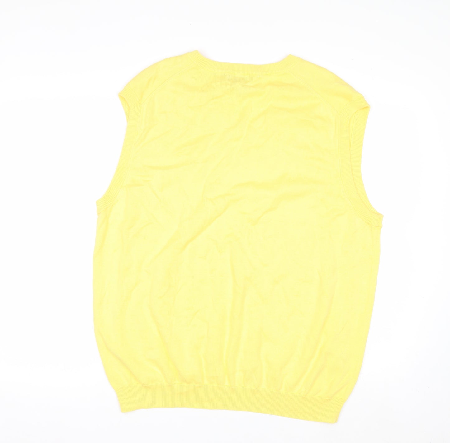 Brooks Brothers Men's Yellow Cotton V-Neck XL Sleeveless Vest