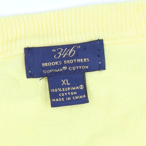 Brooks Brothers Men's Yellow Cotton V-Neck XL Sleeveless Vest