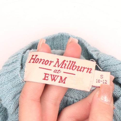 Honor Millburn at EWM Women's Blue Floral Mock Neck Knit Jumper Size S 10-12