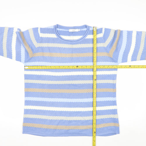 Isle Women Blue Striped Acrylic Knit Pullover Jumper Size S