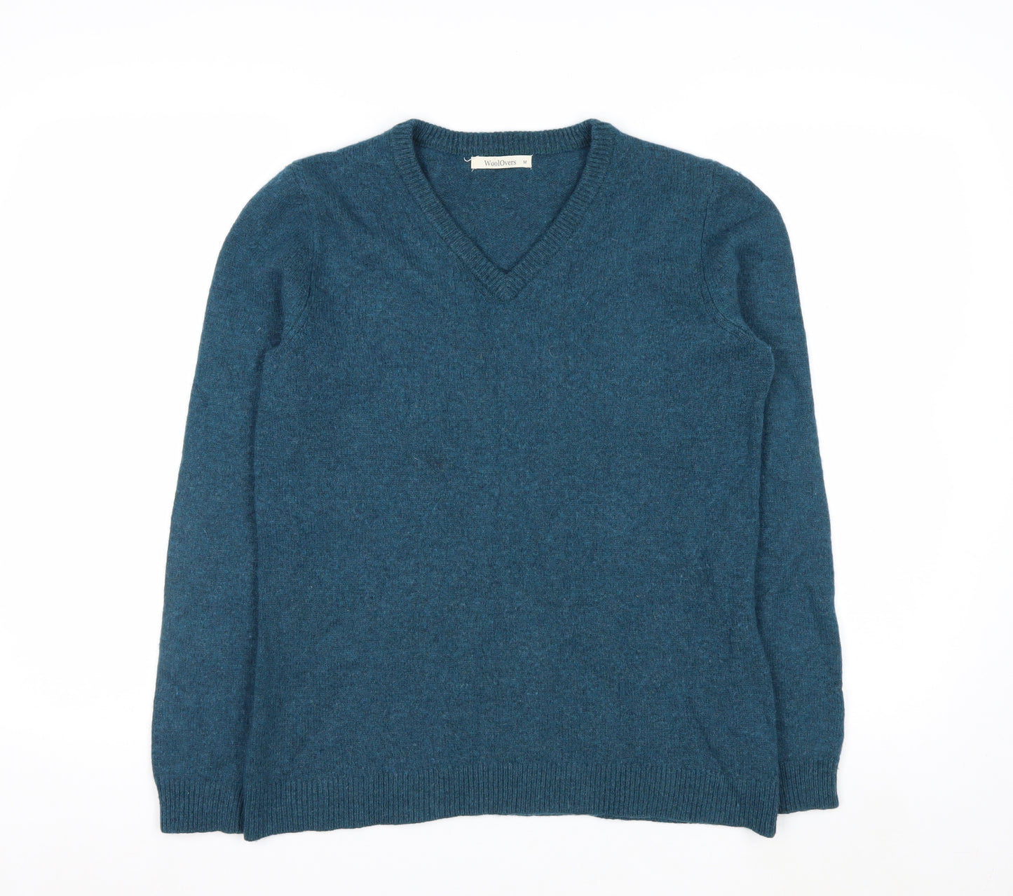 WoolOvers Women Blue 100% Lambswool V-Neck Jumper Size M